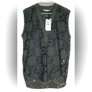 Zara Olive Green Sleeveless Top